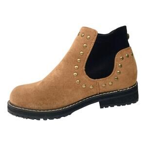 NEW Seven For All Mankind Ankle Boots Tan with Brass Embellishments Size 8